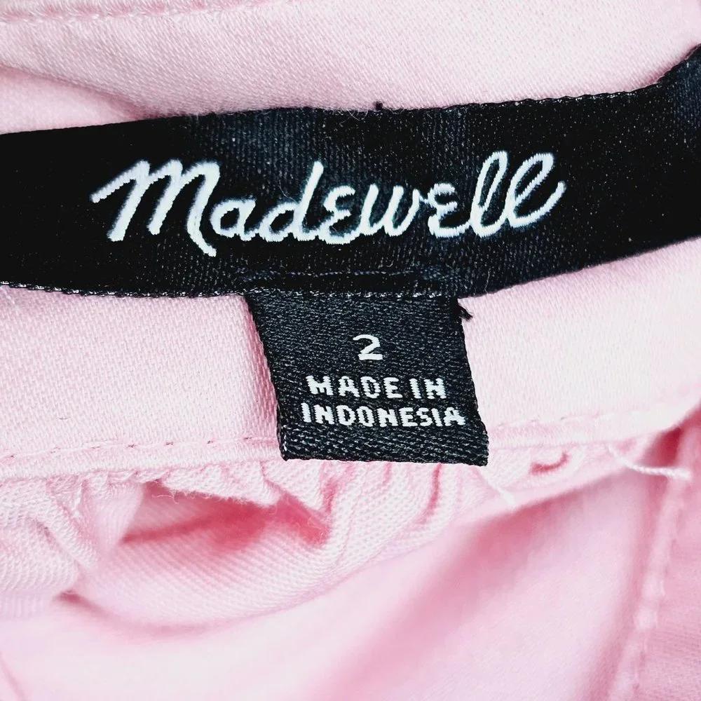Madewell Pink Fleur Bow-Back Midi Apron Dress Sundress Button Hip Pockets, 2 - Picture 10 of 11